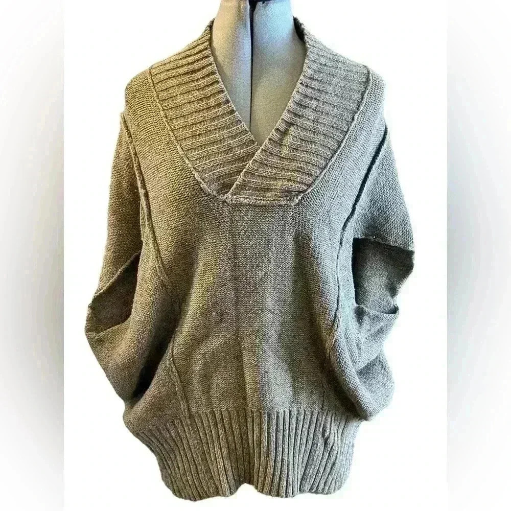 Anthropologie Kenji XS Oversized Shawl Collar Open Hem Cozy Wool Blend Sweater